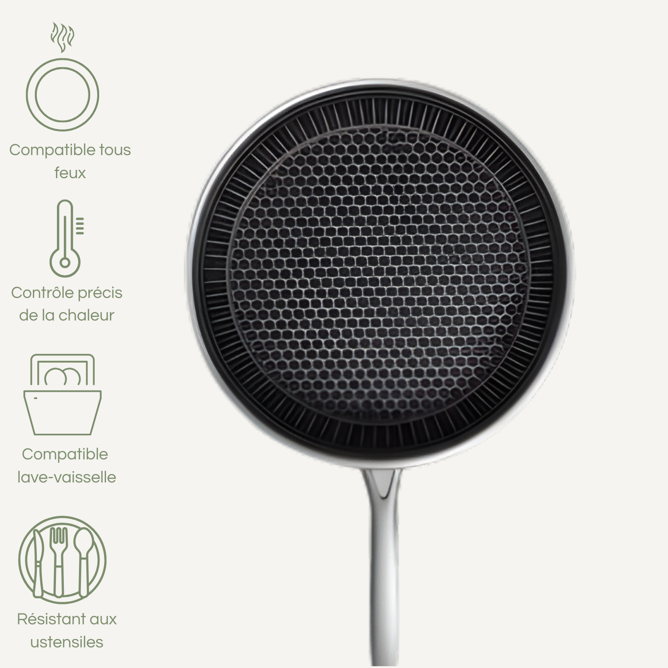 BarzeelPro™ Wok Martelé en Titane Pur 30cm avec Couvercle – Non-Toxique & Induction