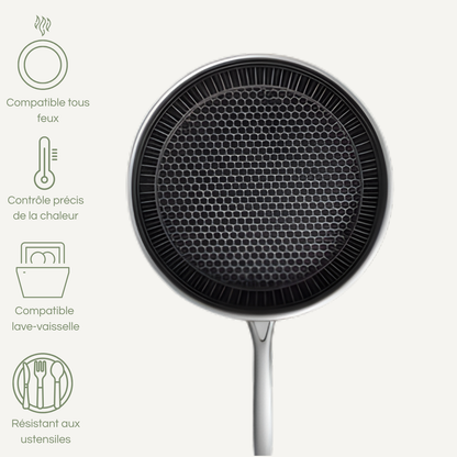 BarzeelPro™ Wok Martelé en Titane Pur 30cm avec Couvercle – Non-Toxique & Induction