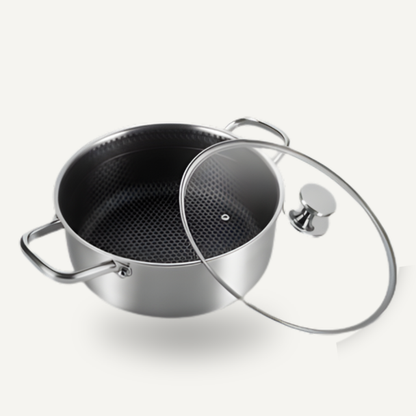 BarzeelPro™ Casserole en Titane Pur 24cm avec Couvercle – Idéale Famille & Mijotés